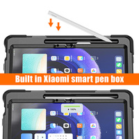 Xiaomi Pad 6 için kalın silikon darbeye dayanıklı Tablet kapak/Pad 6 Pro kılıf omuz kemer ile dönebilir katlanabilir Kickstand