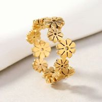 Bague Éternité Fleur de Marguerite Personnalisée en Acier Inoxydable 316L Plaqué Or PVD 18K, Bague Florale pour Femme, Bijou Tendance