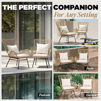 Modernes Garten-Terrassen-Rattan-Stuhl-Set 2-teilig Outdoor-Freizeitsessel mit Kissen für Haus Villa Terrasse