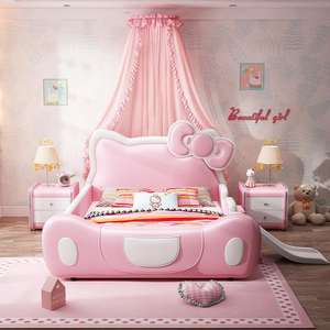 Cuna multifunción JINS con diseño de madera maciza, cama con tobogán y escaleras, casa para niños, castillo con barandilla de seguridad - Product Image 4