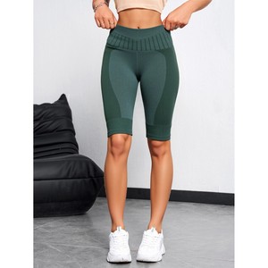 Pantaloni sportivi sportivi a vita alta a sei punti da donna pantaloncini di media lunghezza Casual tinta unita per lo Yoga e l'esercizio - Product Image 6