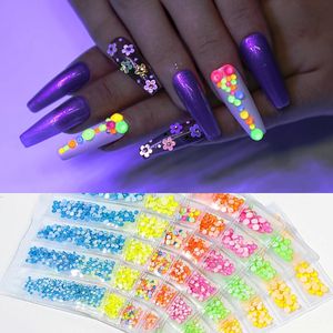Diamantes de imitación fluorescentes para <span class=keywords><strong>uñas</strong></span>, 6 rejillas, neón, tamaño mixto, Diamante 3D, cristal, arte de <span class=keywords><strong>uñas</strong></span> - Product Image 3
