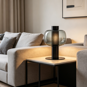 <span class=keywords><strong>Lampe</strong></span> <span class=keywords><strong>de</strong></span> <span class=keywords><strong>table</strong></span> en <span class=keywords><strong>verre</strong></span> nordique traditionnelle, base en métal noir, LED à intensité variable, alimentation AC, lumière chaude 3000K, <span class=keywords><strong>lampe</strong></span> <span class=keywords><strong>de</strong></span> chevet extérieure - Product Image 4