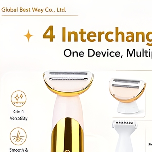 Kit de toilettage corporel 4-en-1 pour <span class=keywords><strong>femme</strong></span>, rasoir électrique rechargeable, <span class=keywords><strong>tondeuse</strong></span> à grille, peigne à sourcils, coupe-poils de <span class=keywords><strong>nez</strong></span>, chargement USB - Product Image 5