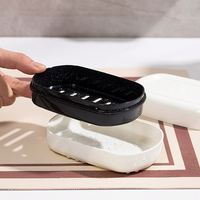 Boîte à savon à 2 couches avec couvercle, support de voyage, étui durable, organisateur de salle de bain, accessoires de rangement