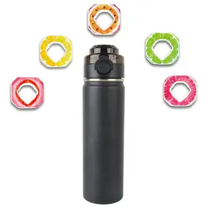 304 Edelstahl Thermosluft Duft-Wasserflasche mit Geschmack-Knospen-Set und Strohhalm für Outdoor-Fitnessport