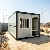 Maison conteneur moderne de 20 pieds, mini-maison modulaire, cabane studio préfabriquée à ossature acier, pod de plage avec fenêtre panoramique, appartement extérieur