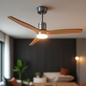 Ventilatore da Soffitto con Luce in Legno 132 Cm Design Moderno per Uso Interno - Product Image 3