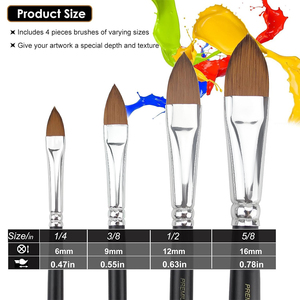 Panwenbo – Lot de 4 pinceaux ovales pour peinture, pinceaux à peinture florale, pinceaux d'artiste pour pétales, pinceaux aquarelle langue de chat - Product Image 2