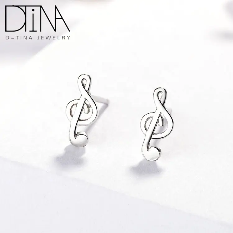 DTINA 925 स्टर्लिंग चांदी स्टड कान की बाली उत्तम स्मार्ट संगीत प्रतीक मीठा कान की बाली
