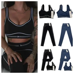 25 NUEVOS Conjuntos de Ropa Deportiva para Mujer: Sujetador Deportivo y Leggings Transpirables de Nylon 10A con Tiras Cruzadas de Alta Sujeción Delantera - Product Image 1