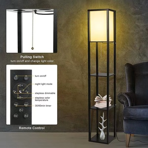 <span class=keywords><strong>Étagère</strong></span> noire en bois noire de style nordique moderne, luminaire décoratif d'intérieur, idéal pour le salon - Product Image 4