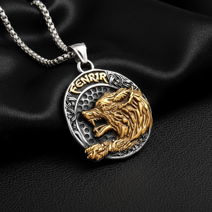 Collier Pendentif Loup Fenrir Viking en Acier Inoxydable Personnalisé Yunnique, Bijou Homme Rétro Gothique Hip-Hop avec Nœud Celtique et Mythologie Nordique - Product Image 1