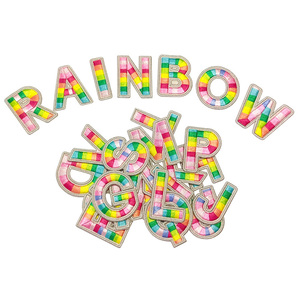 Custom Creative <strong>Rainbow</strong> Color Embroidered English Letter Patches Canvas DIY Sew-On Applique Hats Jeans Clothes Features <strong>Sequins</strong> - Product Image 3