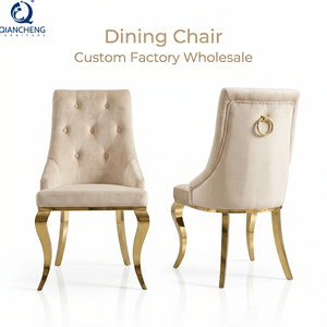 Lot de Chaises de Salle à Manger de Luxe en Velours pour Cuisine, Style Contemporain Italien Rembourré, Tissu Européen - Product Image 3