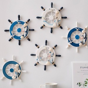 Mediterranean Style Ship Wheel <b>Wall</b> <b>Decor</b> 4Pcs Wooden Craft Home Decoration Circular Design - Product Image 4