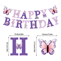 Nouvelles décorations de fête en papier sur le thème des papillons violets, pour anniversaires, Journée des enfants, fêtes du thé printanières, guirlandes spirales suspendues pour filles