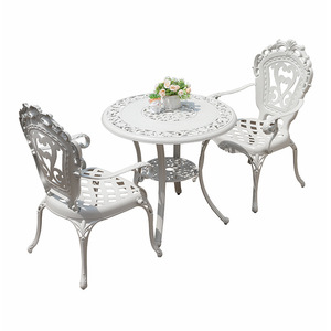 Outdoor Cast <b>Aluminum</b> Garden Set 2 Seater Round <b>Table</b> With Chairs European Style Weather Resistant Courtyard Furniture - Product Image 1