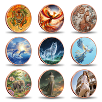 5 pièces de monnaie en cuivre AVDP OZ Oriental Crane, pièce de monnaie en cuivre UV colorée en relief avec détails floraux traditionnels