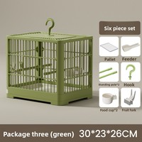 Cages à oiseaux en métal robustes en gros avec plateau en plastique, design moderne de luxe, respirantes, fermeture à bouton-pression, cage portable pour la maison et les voyages