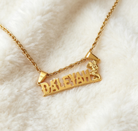Collier personnalisé avec nom en lettre de dessin animé, en acier inoxydable plaqué or, bijoux de mode, pendentif nom dessin animé