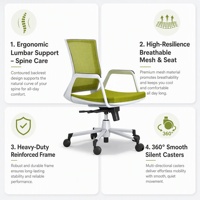 Chaise de bureau ergonomique en maille réglable pour poste de travail informatique, pivotante avec soutien lombaire et accoudoirs