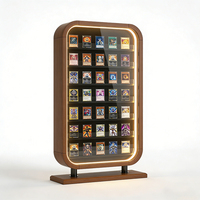 Présentoir à cartes en bois avec éclairage LED pour cartes à collectionner et cartes à échanger