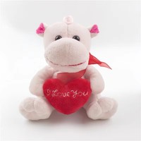 Nouveau porte-clés en peluche hippopotame cœur d'amour de 14 cm, animal en peluche doux et moelleux, pendentif de sac, cadeau de la Saint-Valentin pour couple