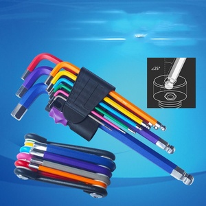 Set di 9 Chiavi <span class=keywords><strong>a</strong></span> <span class=keywords><strong>Brugola</strong></span> in Acciaio al Carbonio con Estremità <span class=keywords><strong>a</strong></span> Sfera 1.5mm-10mm Metriche Braccio Lungo per Bici Moto - Product Image 2