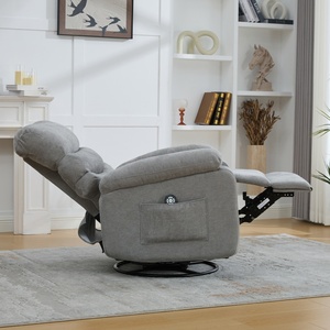 <span class=keywords><strong>Fauteuil</strong></span> inclinable pivotant à 360 degrés moderne avec massage, chaleur, alimentation électrique, structure métallique, porte-gobelets et poches latérales - Product Image 3