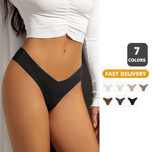 Sharicca Calcinha Sem Costura Dipped Thong Tanga Low V Shape Waist Seamless Panties Tangas Sin Costura Culottes pour femmes - Product Image 1