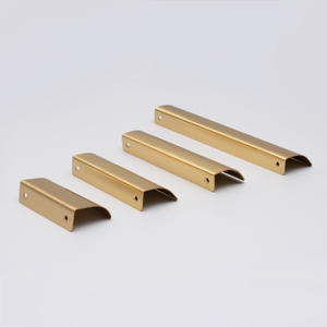 Bandes de bord invisibles poignées en laiton incurvées poignées de <span class=keywords><strong>meubles</strong></span> en cuivre de luxe pour cuisine chambre à coucher montées sur le côté pour armoires - Product Image 2