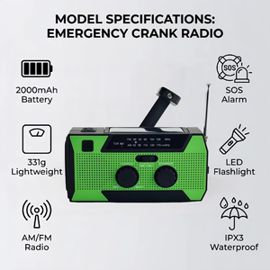 <span class=keywords><strong>Radio</strong></span> de Emergencia con Banco de Energía de 2000 mAh, <span class=keywords><strong>Radio</strong></span> Solar con Manivela y Carga USB-C, Alimentación Multifuncional para Cargar Teléfonos - Product Image 2