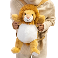 Sac à dos en peluche pour enfants, personnalisé, animaux du zoo, lion, lapin, éléphant, paresseux, sac à dos en peluche pour enfants
