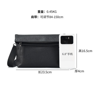 Men's Genuine Leather Crossbody <b>Bag</b> Black Durable Everyday Use - Product Image 5