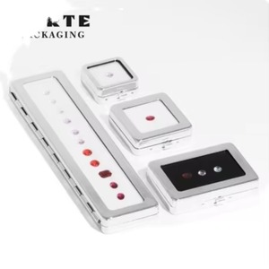 Estuche Metálico Cuadrado Pequeño FORTE para Gemas, con Acabado Brillante y Ventana para Piedras Pequeñas, Contenedor de Joyería Multitamaño - Product Image 1