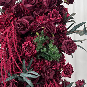 Arco de Rosas Artificiales de Seda en Cascada Color Borgoña, Decoración Realista y Lujosa para Bodas, Regreso a Clases y Eventos - Product Image 3