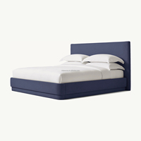 Cama Tapizada Moderna Orgánica Sovereign, Estructura de Cama con Plataforma de Tela de Lino de Lujo, Cama Matrimonial King/Queen Estilo Arhaus Minimalista