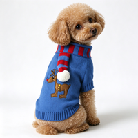 Pull en tricot rose mignon pour chien avec applique ours, vêtements d'hiver pour animaux de compagnie, manteau rayé avec pompon pour chiot