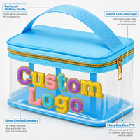 Sac de toilette personnalisé transparent grande capacité avec poignée pour femme, idéal pour les voyages et les activités de plein air