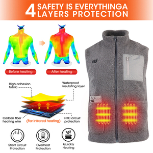 <span class=keywords><strong>Gilet</strong></span> <span class=keywords><strong>chauffant</strong></span> intelligent Vinmori pour l'hiver, en polaire, avec <span class=keywords><strong>batterie</strong></span> USB - Product Image 3