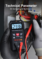 Multimètre numérique intelligent K5 en gros d'usine, testeur de tension-courant-résistance AC/DC, précision 1%, protection IP67, CE RoHS