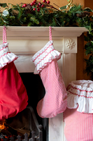 Sacs de Noël en dentelle à rayures roses, décorations de fête à domicile, ornements de Noël, sacs de Noël pour enfants