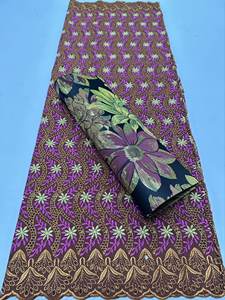 Nouvelle arrivée : <span class=keywords><strong>dentelle</strong></span> suisse brodée africaine <span class=keywords><strong>en</strong></span> voile, fabriquée <span class=keywords><strong>en</strong></span> Suisse, tissus 100% coton <span class=keywords><strong>et</strong></span> 2 pièces de foulard Sego pour la tête - Product Image 3