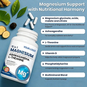 Complément <span class=keywords><strong>de</strong></span> magnésium 15 en 1 - Glycinate <span class=keywords><strong>de</strong></span> magnésium avec Ashwagandha et L-théanine, 120 capsules - Product Image 3