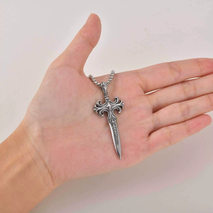 Liontin Salib Pedang Baja Anti Karat Trendy Hip Hop untuk Pria, Perhiasan Korea untuk Pembuatan Kalung - Product Image 4