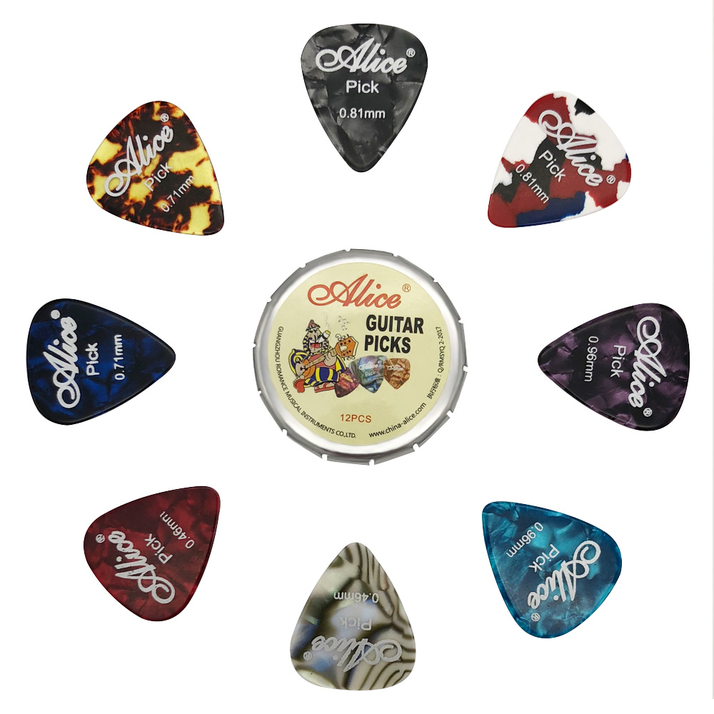 アリス12個/ギターピックセット0.46mm/0.71mm/0.81mm/0.96mm/1mm