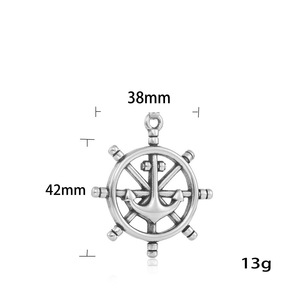 <b>Titanium</b> Steel Ship Wheel Anchor Pendant Unisex Necklace Everyday Wear Geometric Themed Charm 12070 - Product Image 3