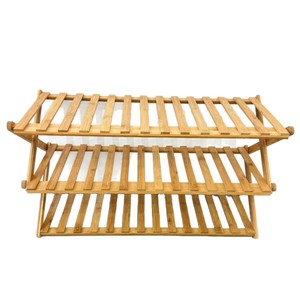 Bamboo <b>Shoe</b> <b>Rack</b> 3 Tier Foldable Floor Standing Simple <b>Storage</b> For Bedroom Dormitory Entrance Balcony - Product Image 2