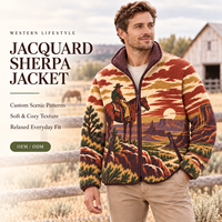 Veste Sherpa Vintage Personnalisée pour Homme, en Polaire Jacquard, Entièrement Zippée, Chaude pour l'Hiver, Manteau Décontracté, Vêtement d'Extérieur, Fabrication OEM ODM, Vente en Gros